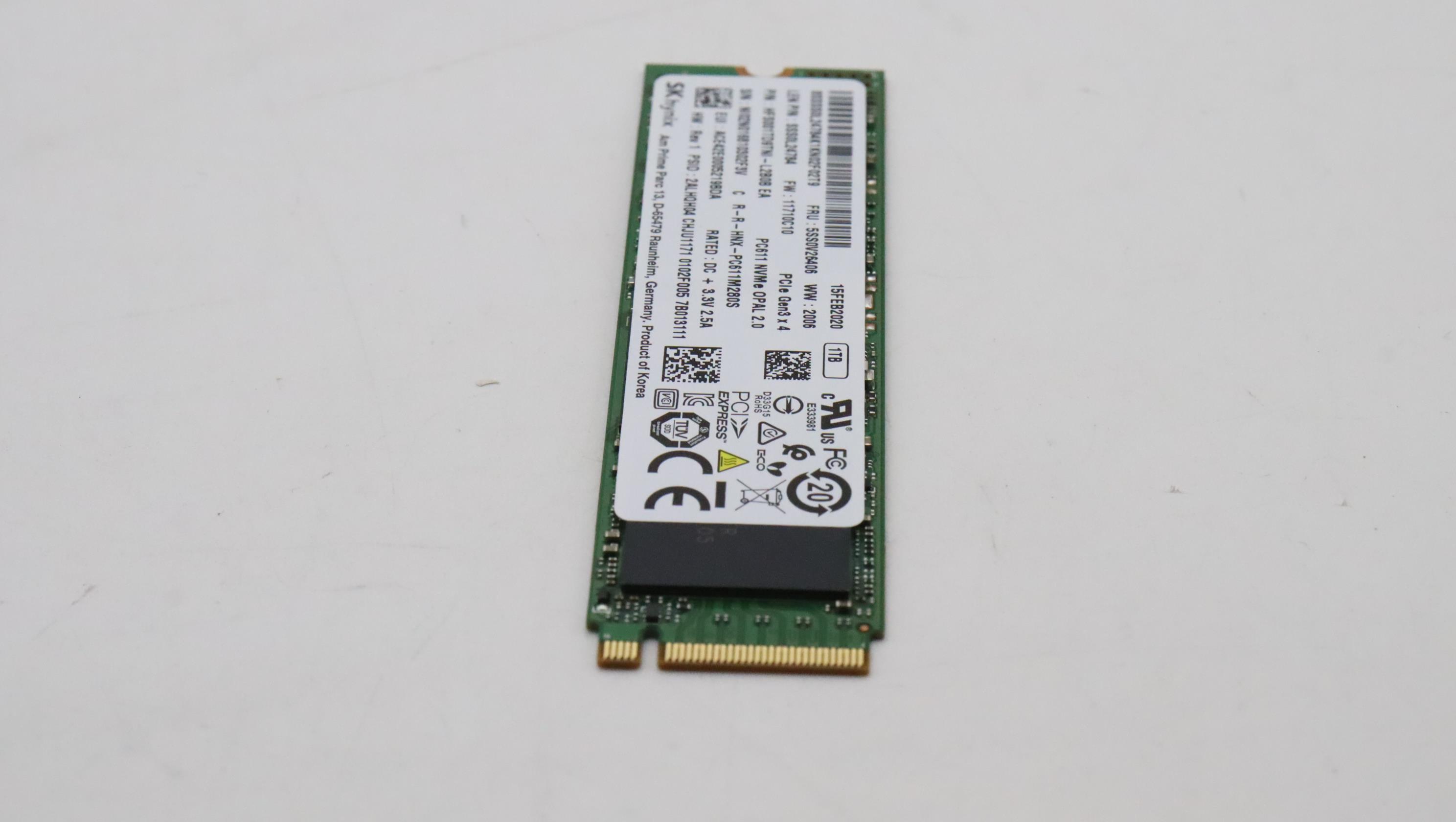 Lenovo Part  Original Lenovo SSD M.2 PCIe NVMe FRU  SSD 1TB RoHS  SK Hynix M.2 PC611 1TB OPAL 2.0