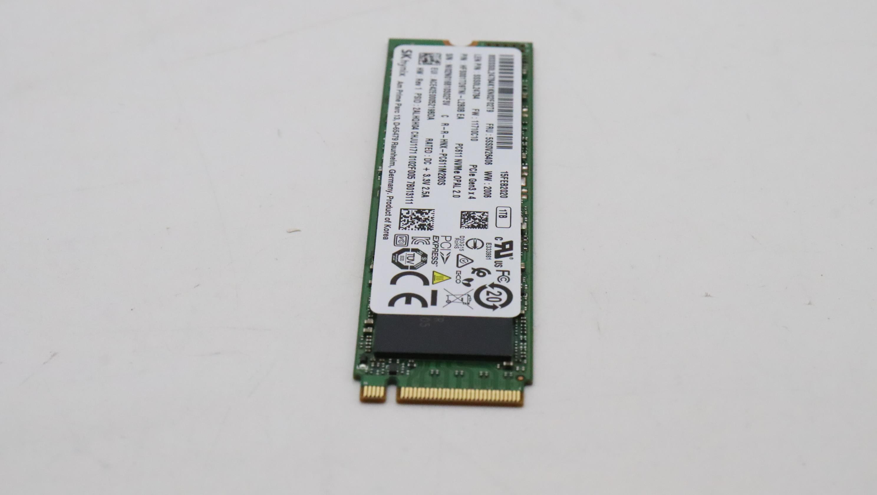 5SS0V26406 - Original Lenovo SSD M.2 PCIe NVMe FRU  SSD 1TB RoHS  SK Hynix M.2 PC611 1TB OPAL 2.0