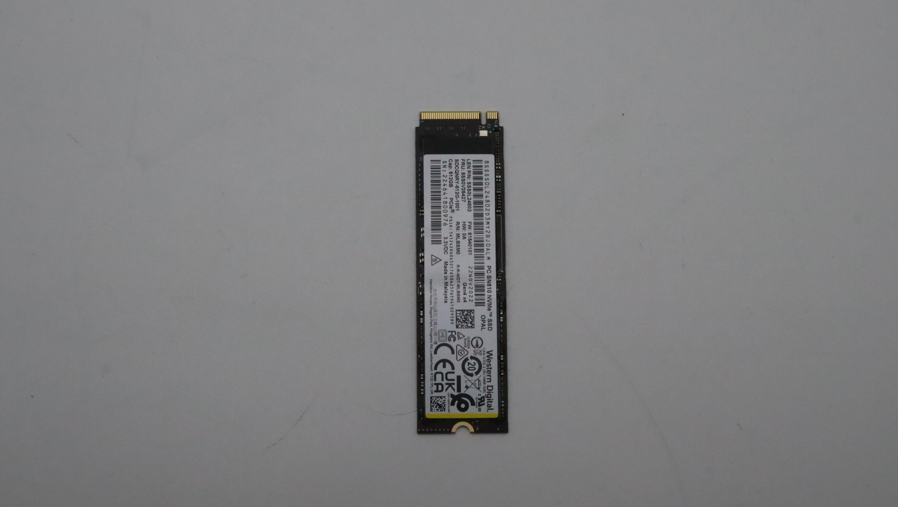 Lenovo Part  Original Lenovo SSD_ASM 512G,M.2,2280,PCIe4x4,WD,OP