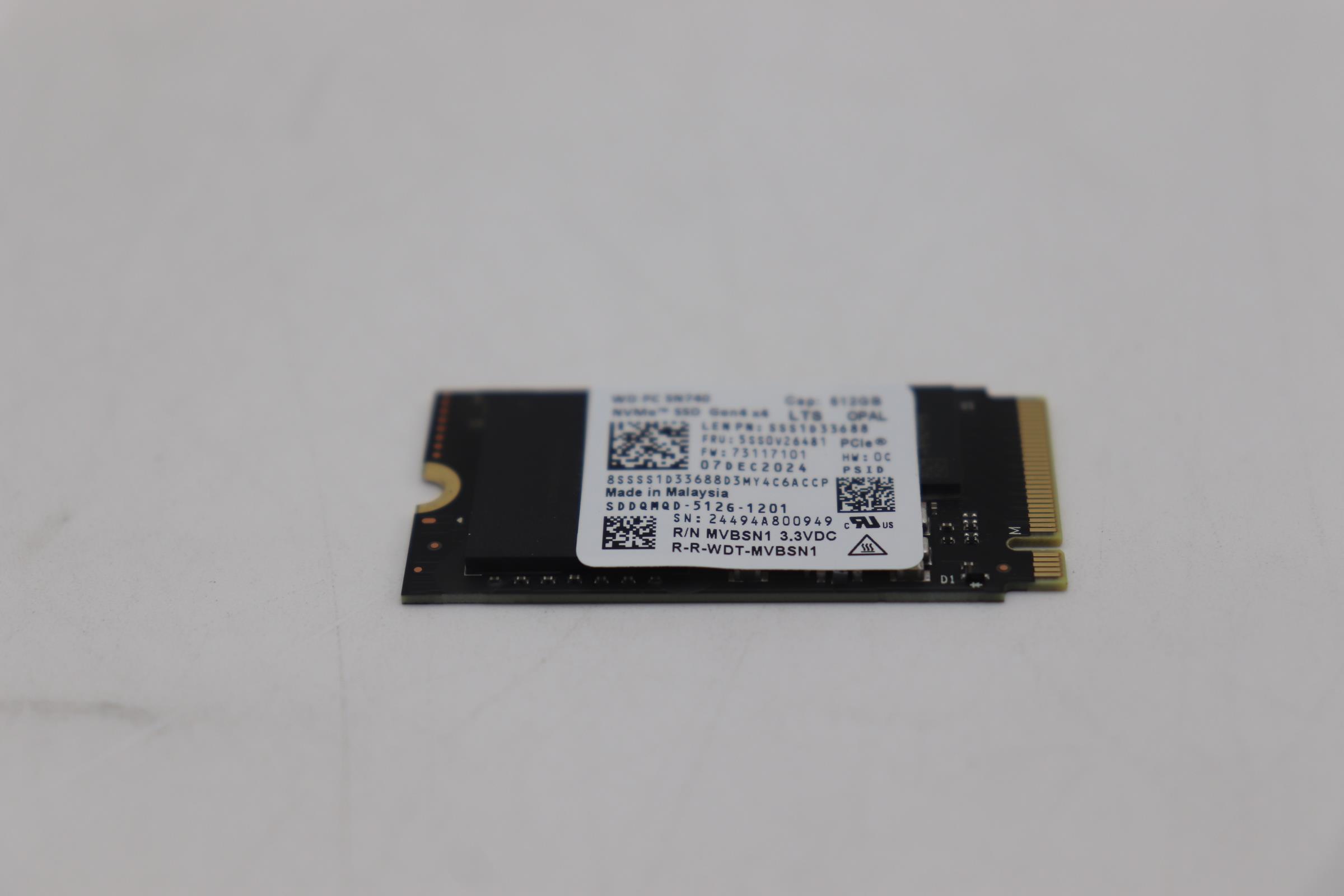 5SS0V26481 - Original Lenovo SSD_ASM 512G,M.2,2242,PCIe4x4,WD,OP,LTS