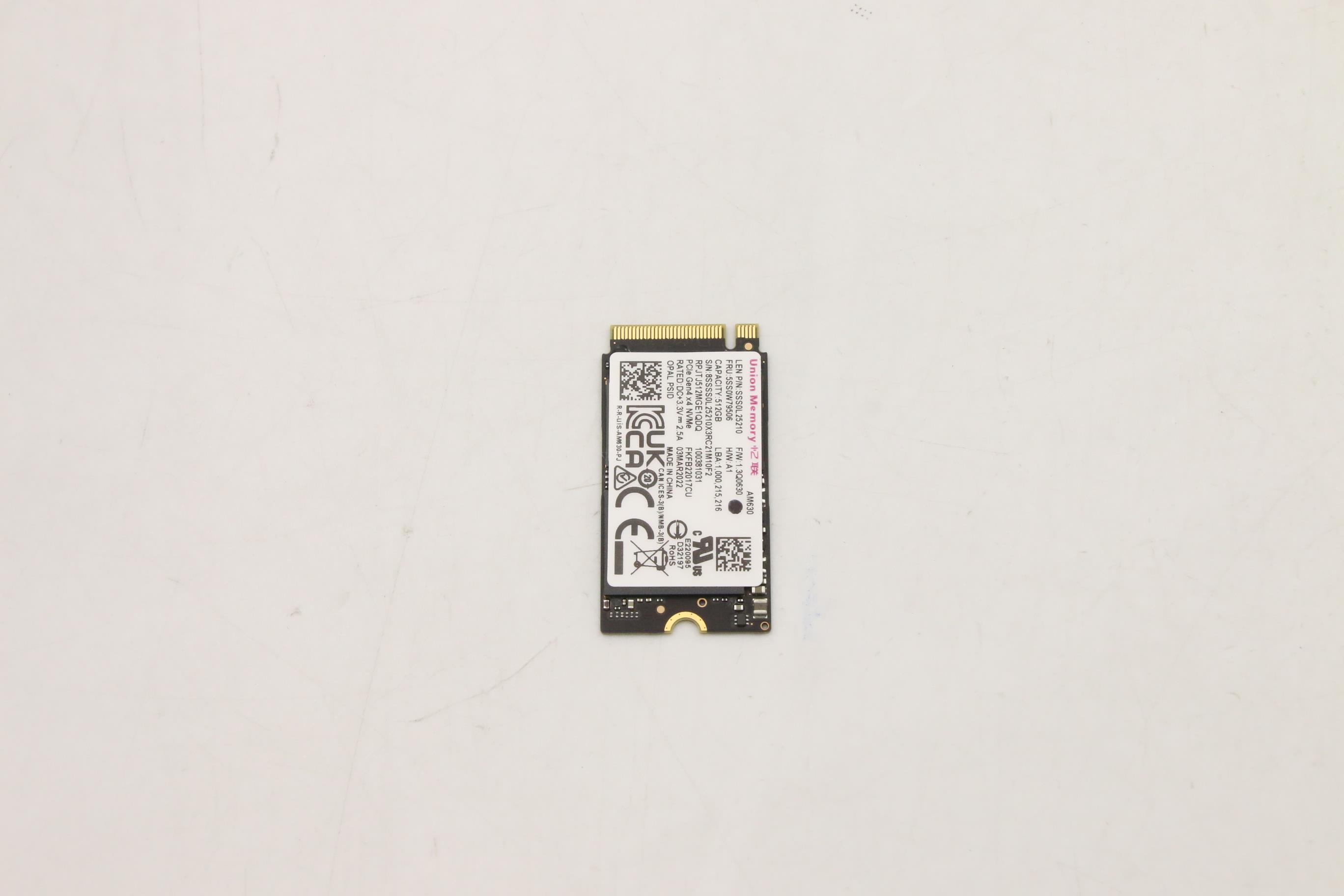 Lenovo Part  Original Lenovo SSD_ASM 512G,M.2,2242,PCIe4x4,UM,OPAL