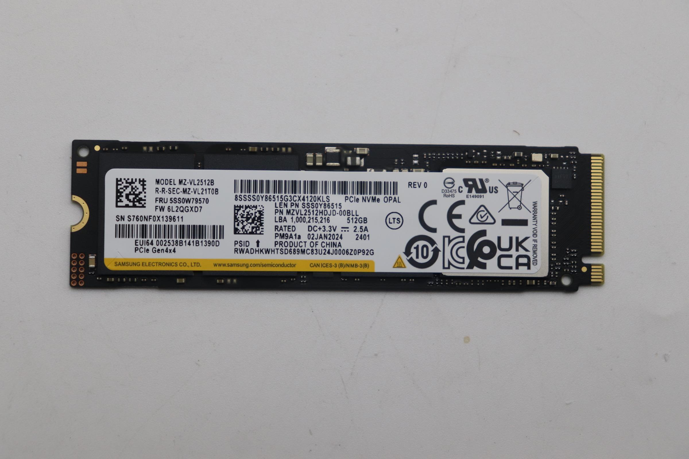 Genuine Lenovo Card 5SS0W79570 SSD