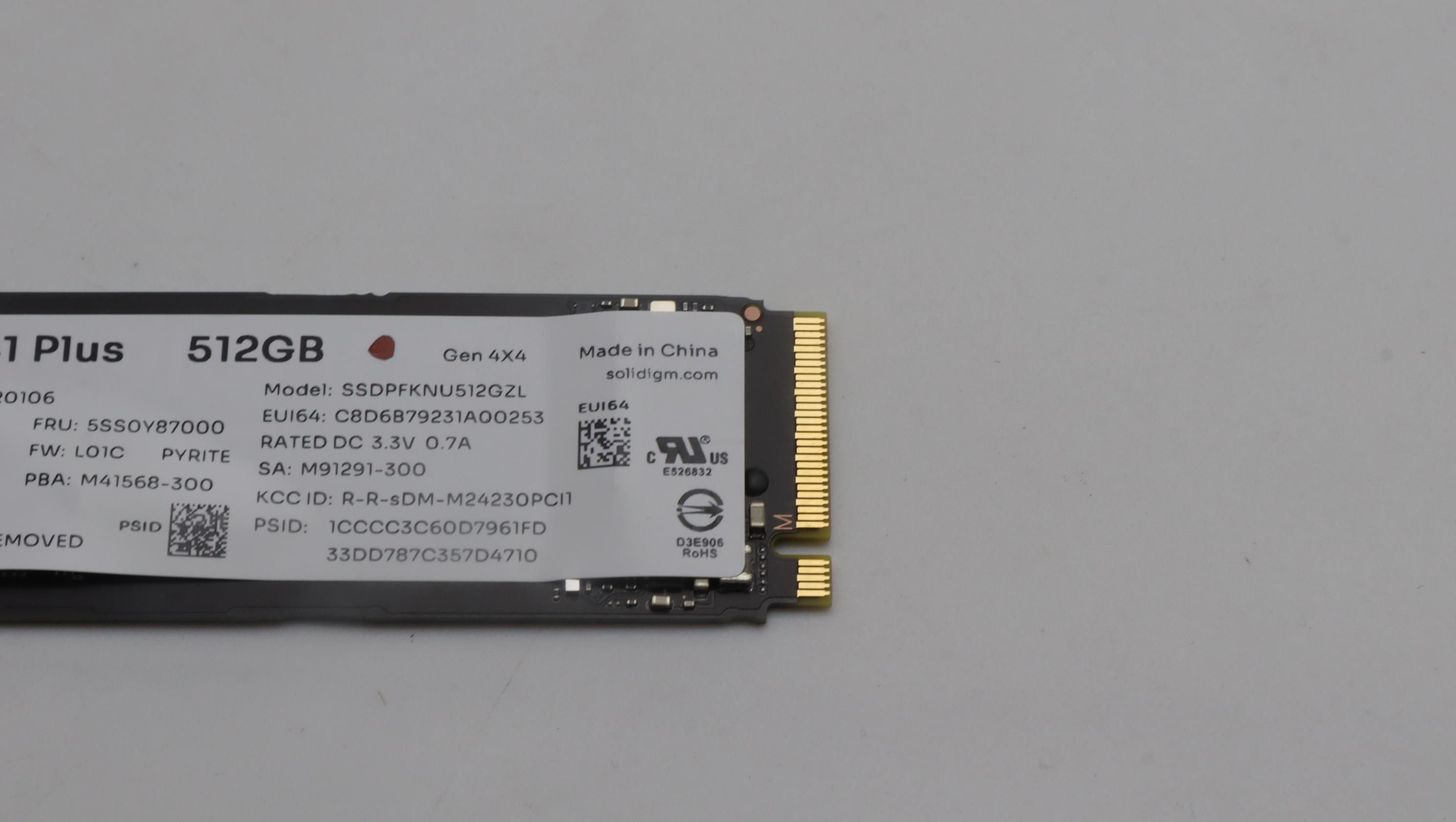 Lenovo Part  Original Lenovo SSD_ASM 512G,M.2,2280,PCIe4x4,SOL,QLC
