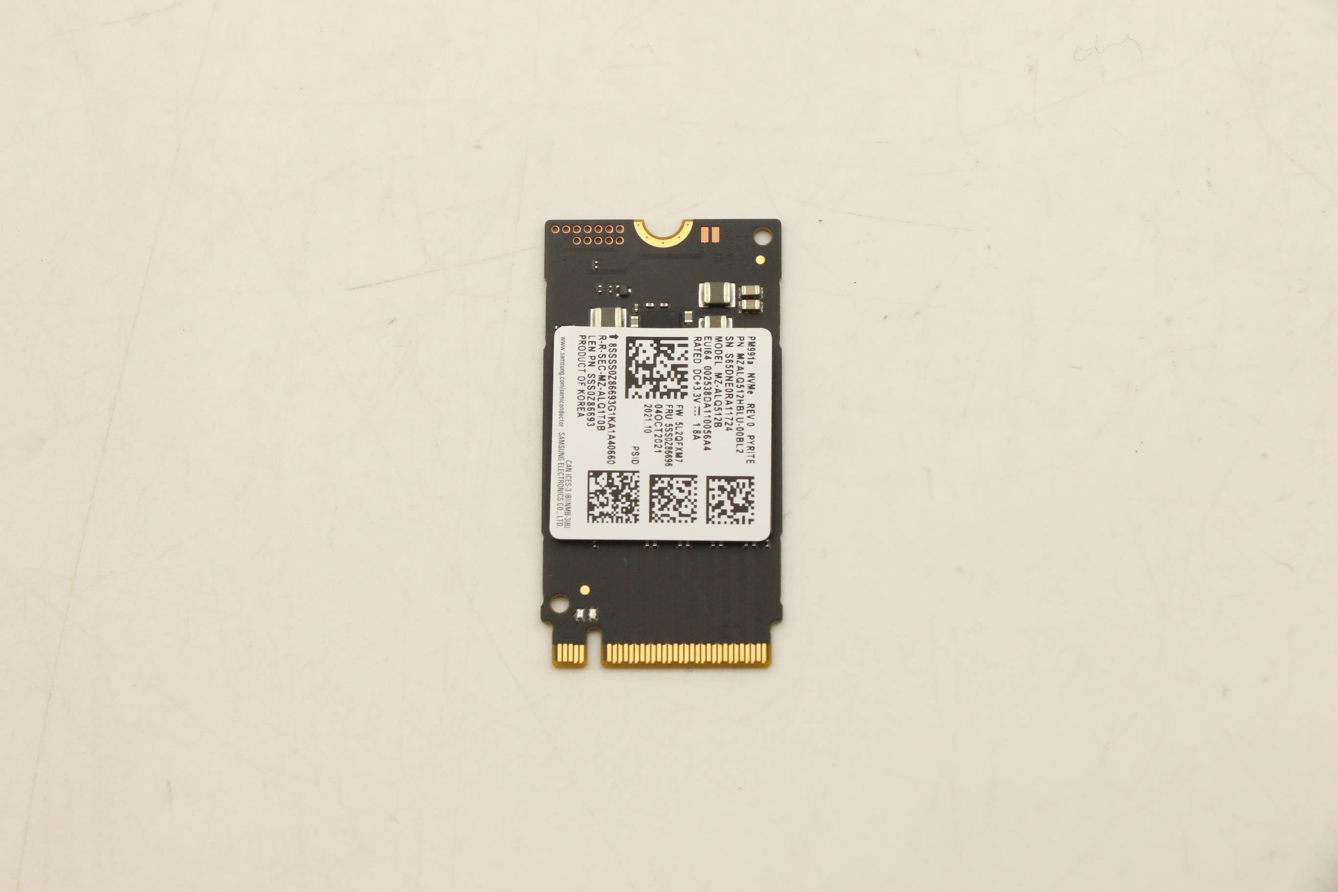 Lenovo Part  Original Lenovo Samsung PM991A 512GB MZALQ512HBLU-00BL2 M.2 PCIe 2242 gen3*4 SSD