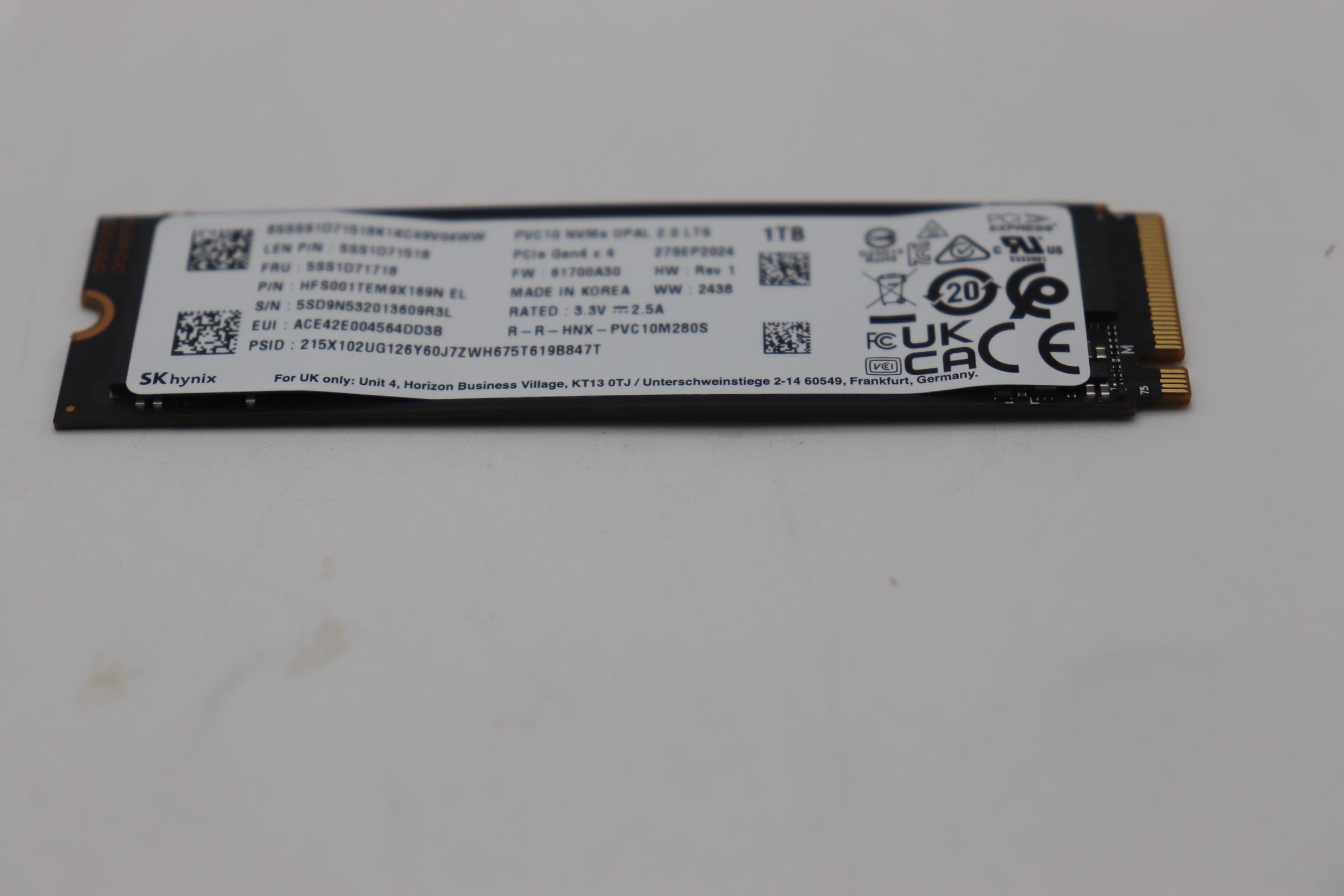 5SS1D71718 - Original Lenovo SSD_ASM 1T,M.2,2280,LTS,PCIe4x4,SKH,OP