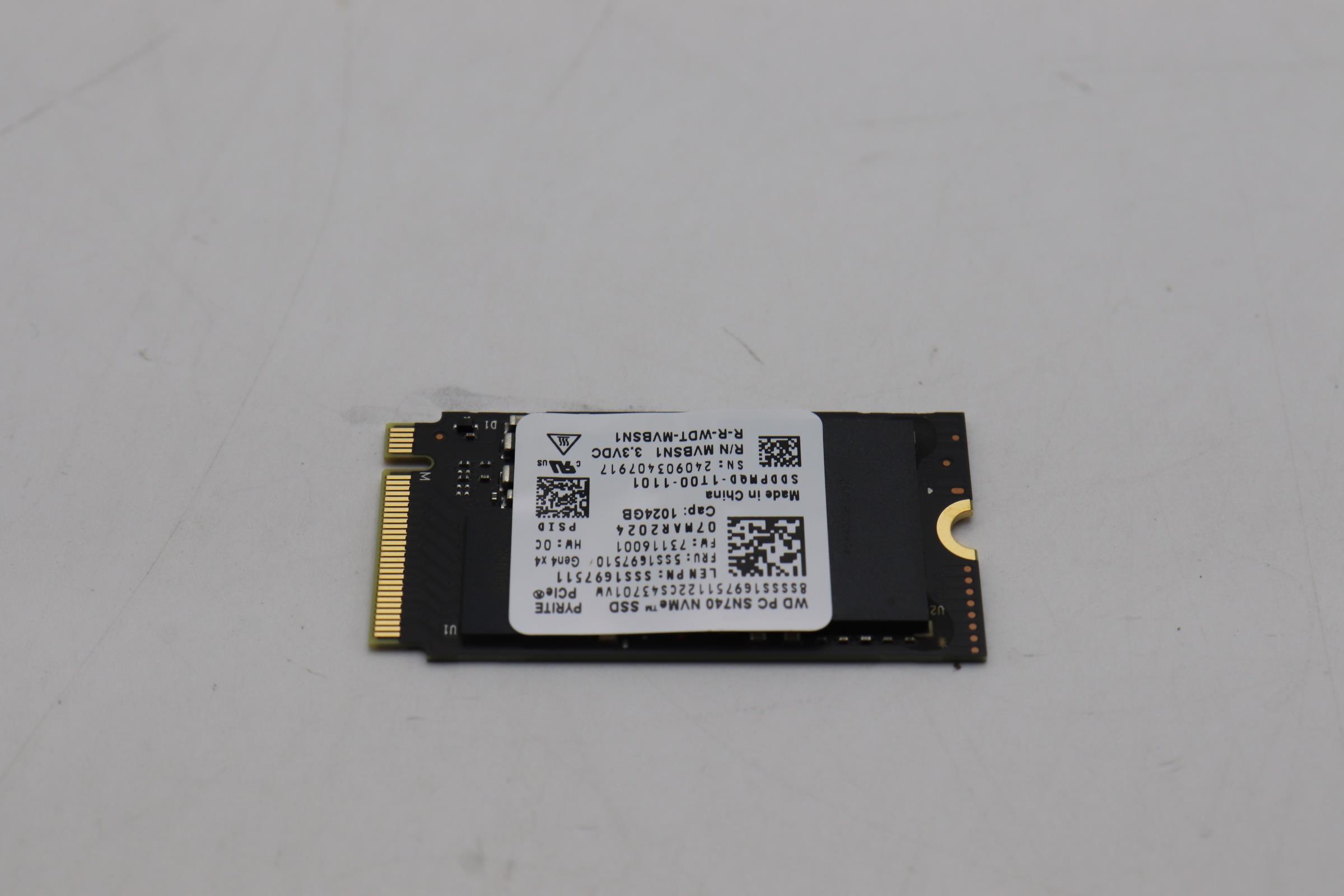 5SS1G97510 - Original Lenovo SSD WD SN740 1T 2242 PCIe G4V x4