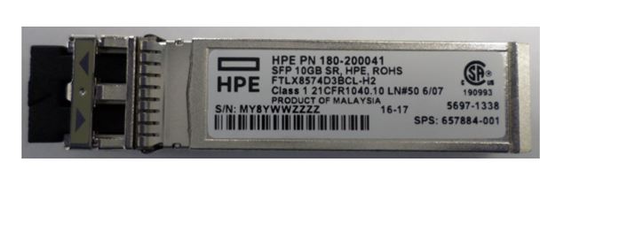 HPE Part 657884-001 10GB small form factor pluggable (SFP) transceiver Lucent connector