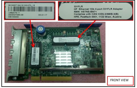 HPE Part  HPE Ethernet 1GB 4-PORT FLR-T BCM5719 Adapter <br/><b>Option equivalent: 629135-B22, 684208-B21</b>