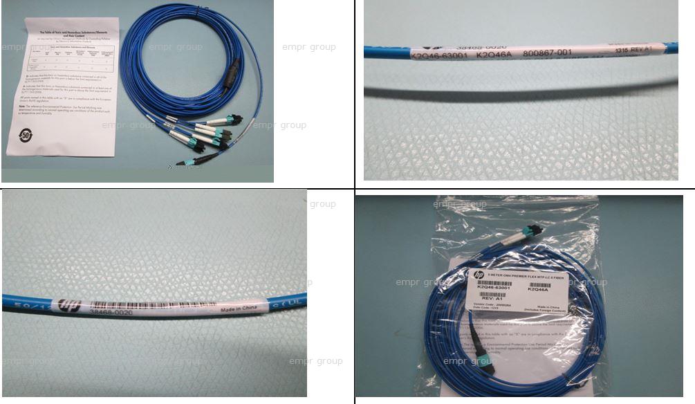 HPE Part 800867-001 HPE Premier Flex MPO (Multiple-Fiber Push-On/Pull-off) to 4x LC Fiber Optic cables assembly, 5m (16.4ft) long - 'Bendable' fiber optic cable assembly with (M) MPO connector on one end to four fiber optic cables with (M) LC connectors on the other