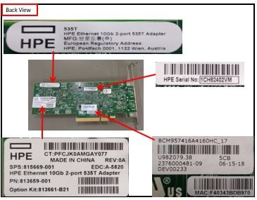 HPE Part  HPE Ethernet 10GB 2-PORT 535T Adapter BCM57416 <br/><b>Option equivalent: 813661-B21</b>