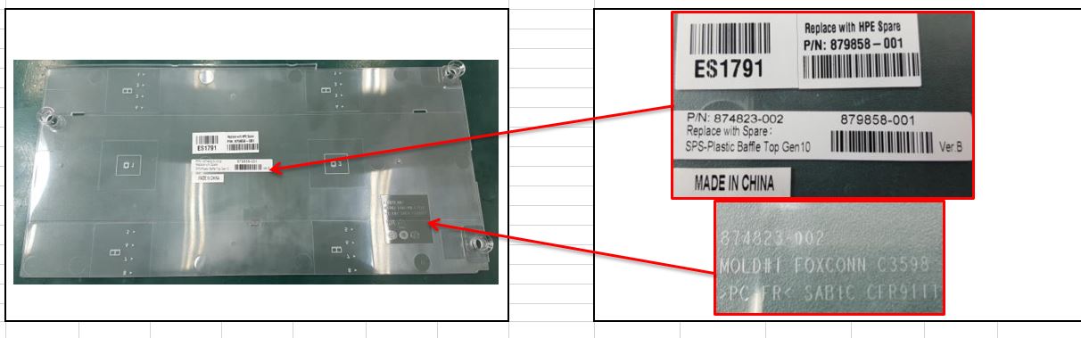 HPE Part 879858-001 HPE SPS-Plastic Baffle Top XL170r Gen10
