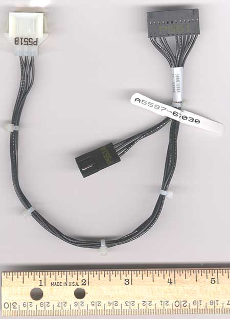 HPE Part A5597-67030 Cable assembly - Has connectors marked P551, P551A, and P551B - 28.6cm (11.3in) long - DC fan cable assembly - From connector J551 on MPC card to electronic module fan tray assembly and to drive bay exhaust fan power cable