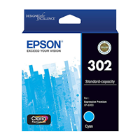 Epson 302 Cyan Ink Cart - C13T01W292 for Epson Expression Premium XP6100 Printer