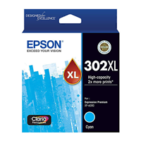 Epson 302 HY Cyan Ink Cart - C13T01Y292 for Epson Expression Premium XP6100 Printer