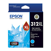 Epson 312 HY Cyan Ink Cart - C13T183292 for Epson Expression Photo XP8600 Printer
