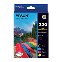 Epson 220 4 Ink Value Pack - C13T293692 for Epson WorkForce WF-2750 Printer