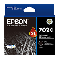 Epson 702 Black XL Ink Cart 1,100 pages - C13T345192 for Epson Workforce Pro WF-3725 Printer
