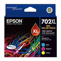 Epson 702 CMY XL Ink Pack 950 pages each - C13T345592 for Epson Workforce Pro WF-3720 Printer