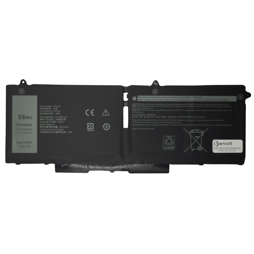 GENDE-BA0032 - Compatible Battery for Dell 07KRV, 4 Cell 58Wh, Li-ion