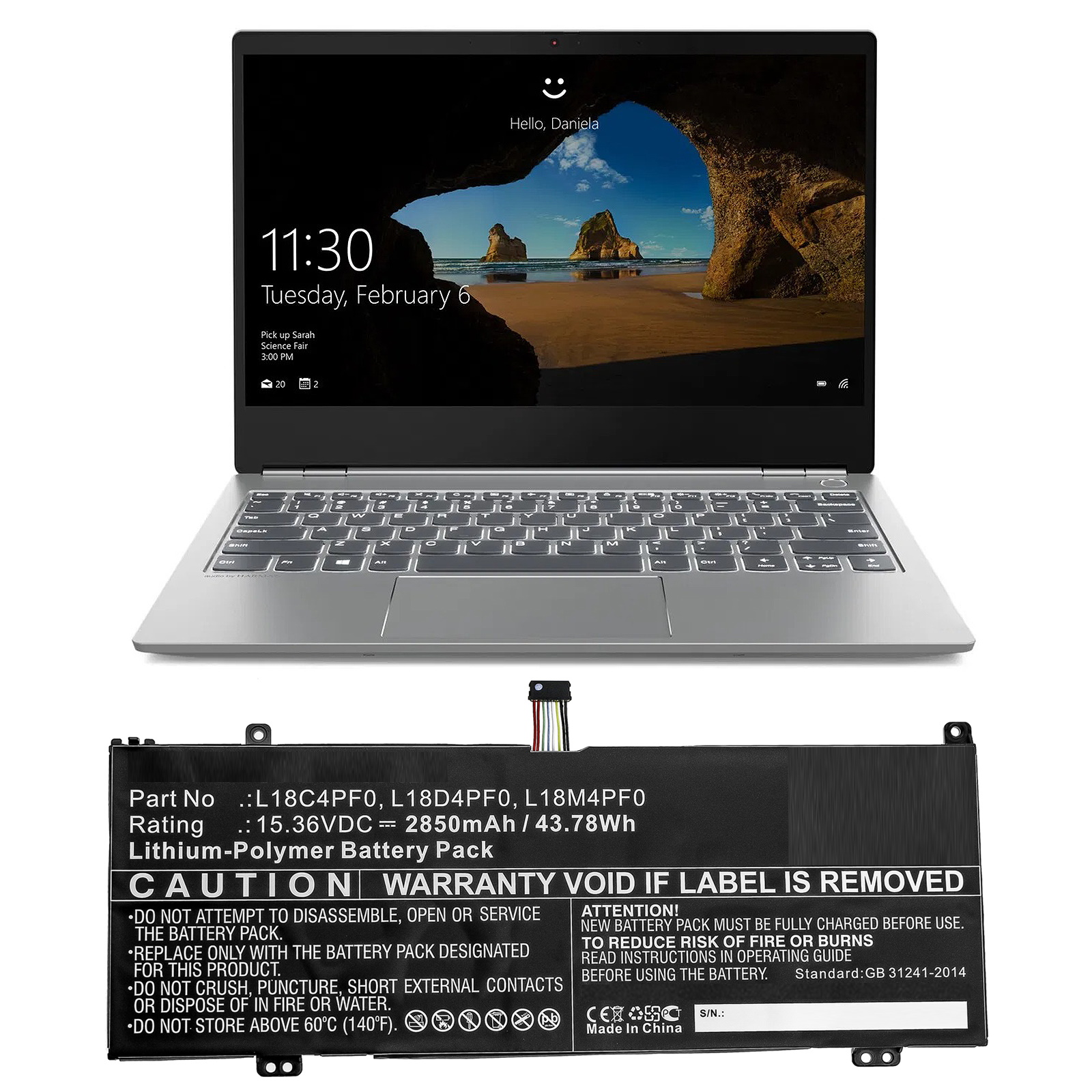 GENLE-BA0023 - Compatible Battery for Lenovo L18M4PF0, 4 Cell 44Wh Li-Polymer