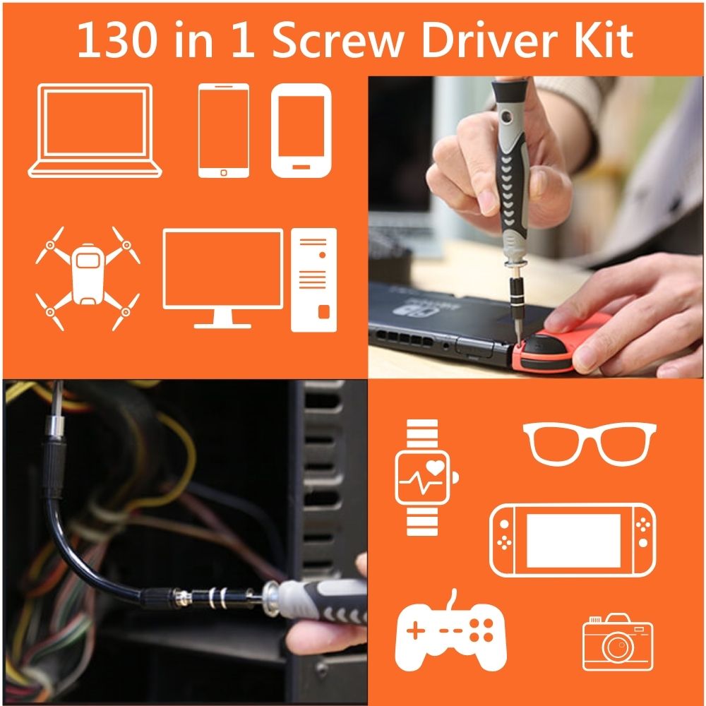 Genixit 130-in-1 Precision Screwdriver Set, Multifunction Repair Tool Kit