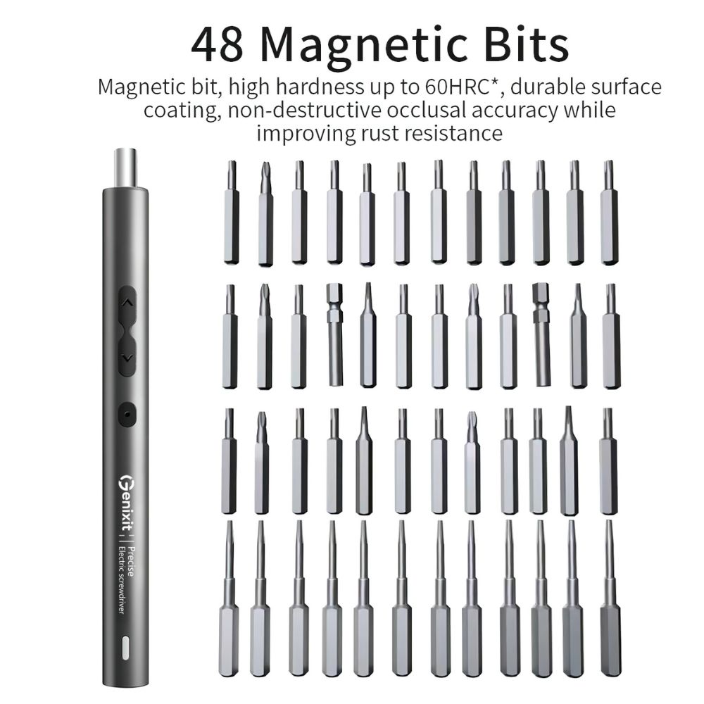 Genixit 62-in-1 Precision Electric Screwdriver Set & Repair Tool Kit, Cordless, USB-C Rechargeable, Multifunctional
