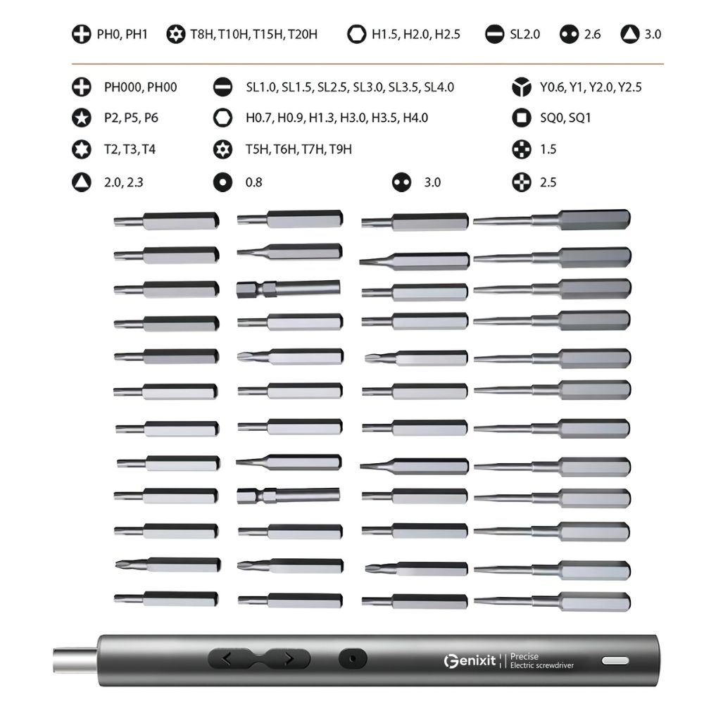 Genixit 62-in-1 Precision Electric Screwdriver Set & Repair Tool Kit, Cordless, USB-C Rechargeable, Multifunctional