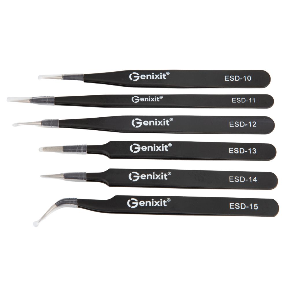 Genixit Precision Tweezers Set, 6pcs, Anti-Static, ESD
