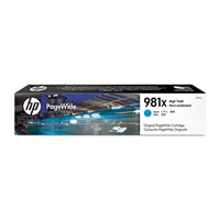 HP 981X Cyan Ink Cartridge (10,000 pages) - L0R09A for HP Pagewide Color 586 Printer