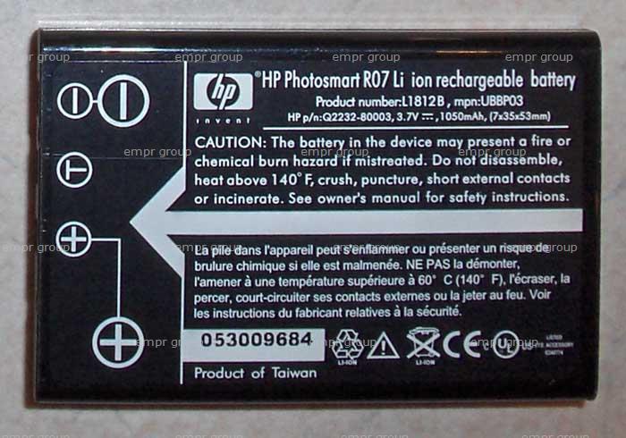 HP Photosmart R707 Digital Camera - Q2233A Battery L1812B