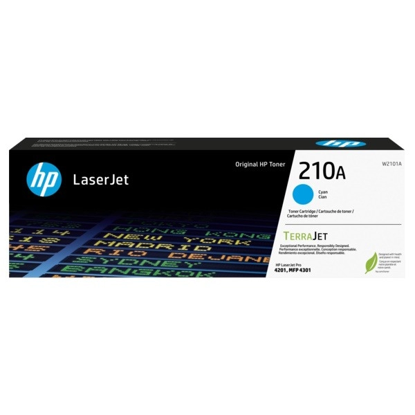 HP 210A Cyan Toner Cartridge (1,800 pages) - W2101A for HP Color LaserJet Pro MFP 4301fdn Printer
