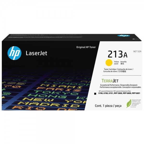 HP 213A Ylw LaserJet Toner Crtg - W2132A for HP Color LaserJet Enterprise MFP 5800dn Printer