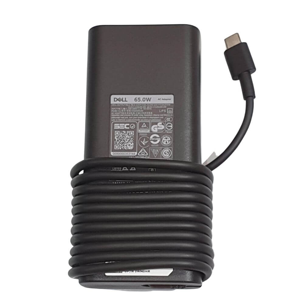DELL Part WMDHR Original DELL 65W USB-C AC Adapter [0WMDHR] (Includes 0.5m Power Cord)